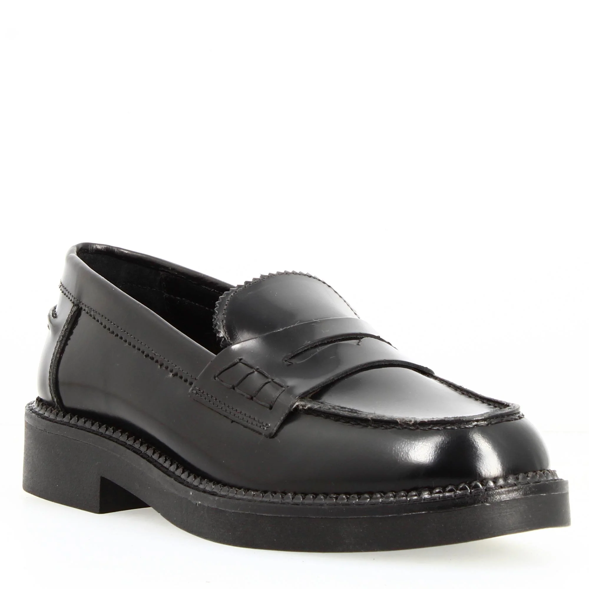 Mocassino da donna fondo robusto in pelle spazzolata nero