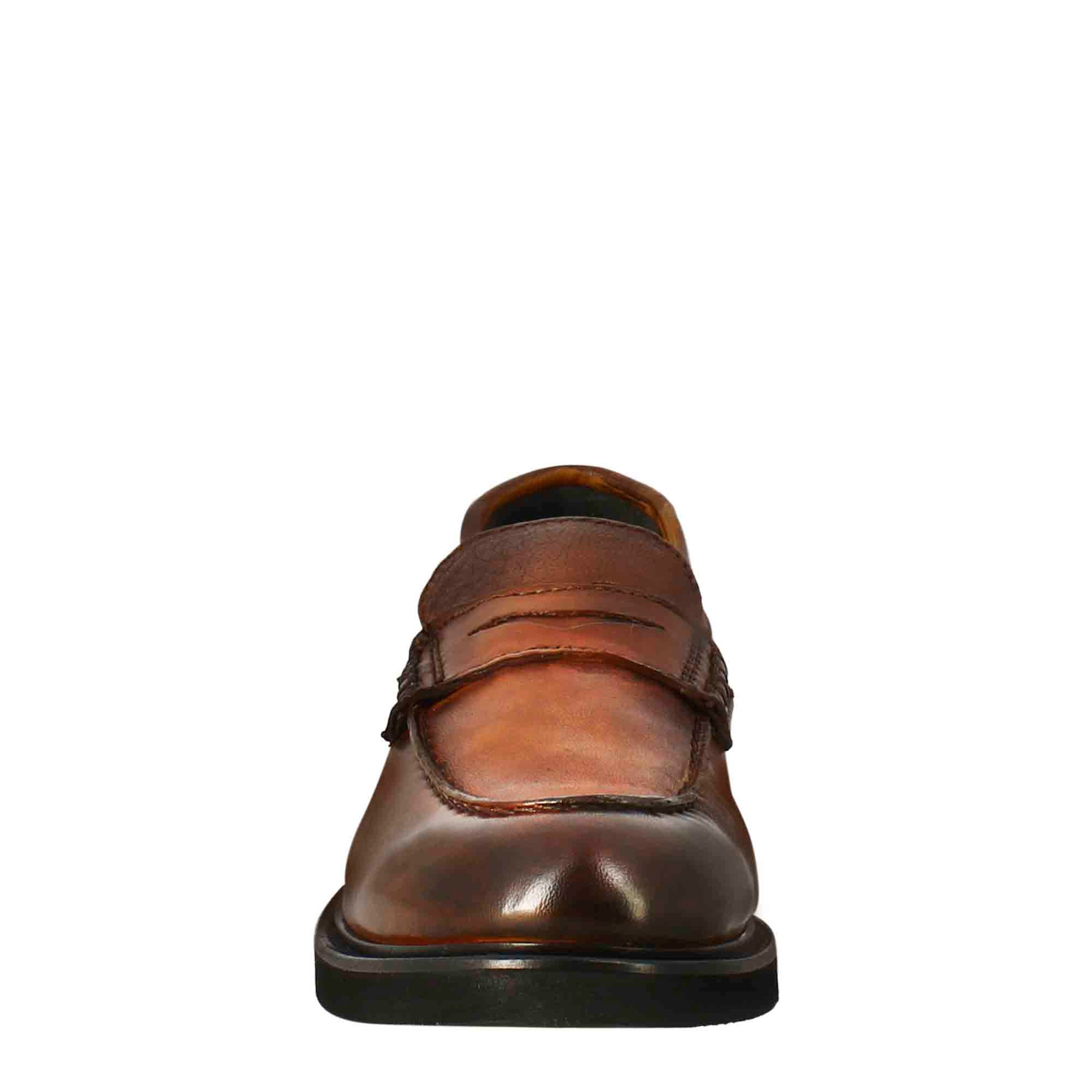 Mocassino da donna paupa in pelle lavata colore cuoio scuro - immagine 4