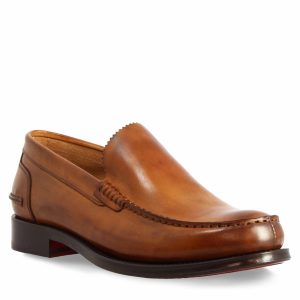 Mocassino artigianale classico da uomo in pelle marrone
