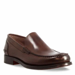 Mocassino artigianale classico da uomo in pelle marrone scuro