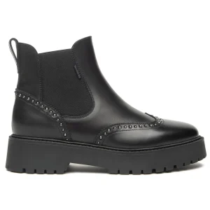 NeroGiardini Stivaletti Chelsea Platform in Pelle Nera con Borchie