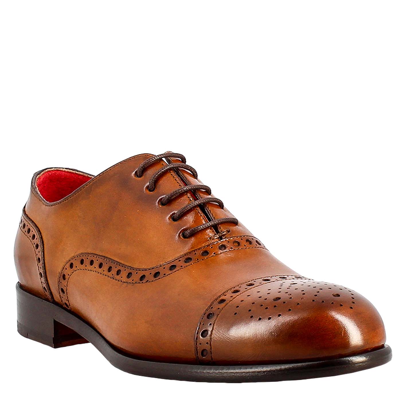 Oxford semi brogue marrone elegante da uomo in pelle - immagine 2