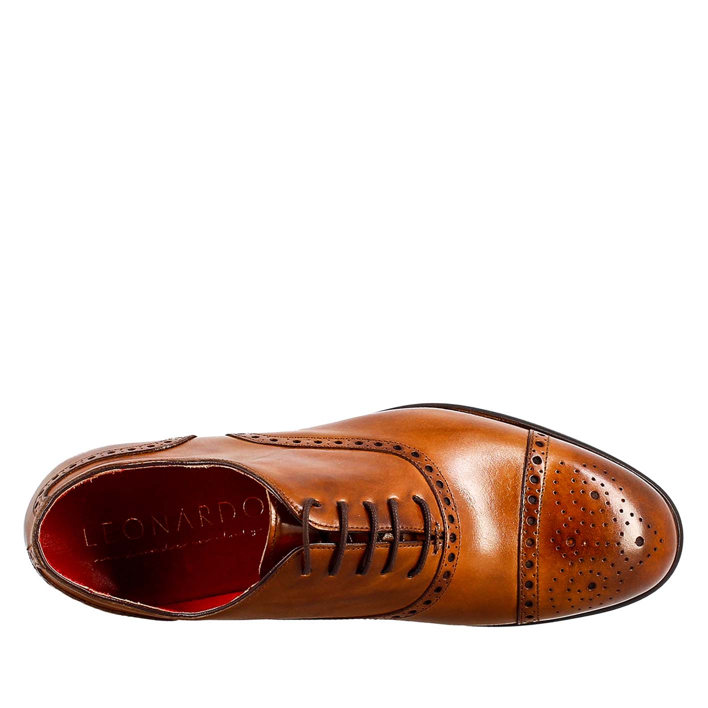 Oxford semi brogue marrone elegante da uomo in pelle - immagine 6
