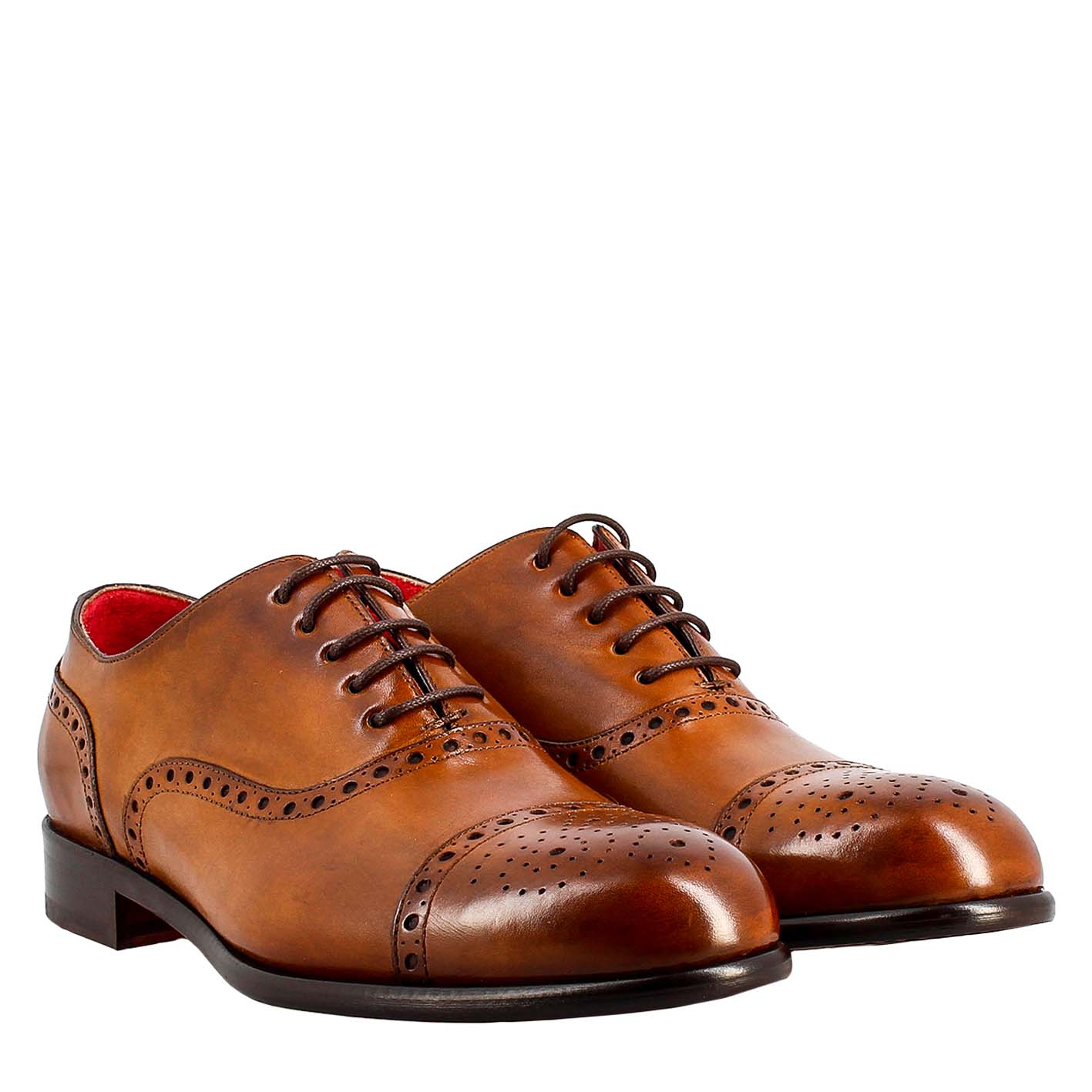 Oxford semi brogue marrone elegante da uomo in pelle - immagine 8