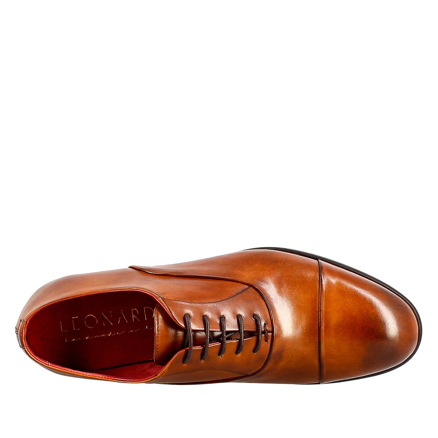 Oxford marrone elegante da uomo in pelle e fodera rossa - immagine 5