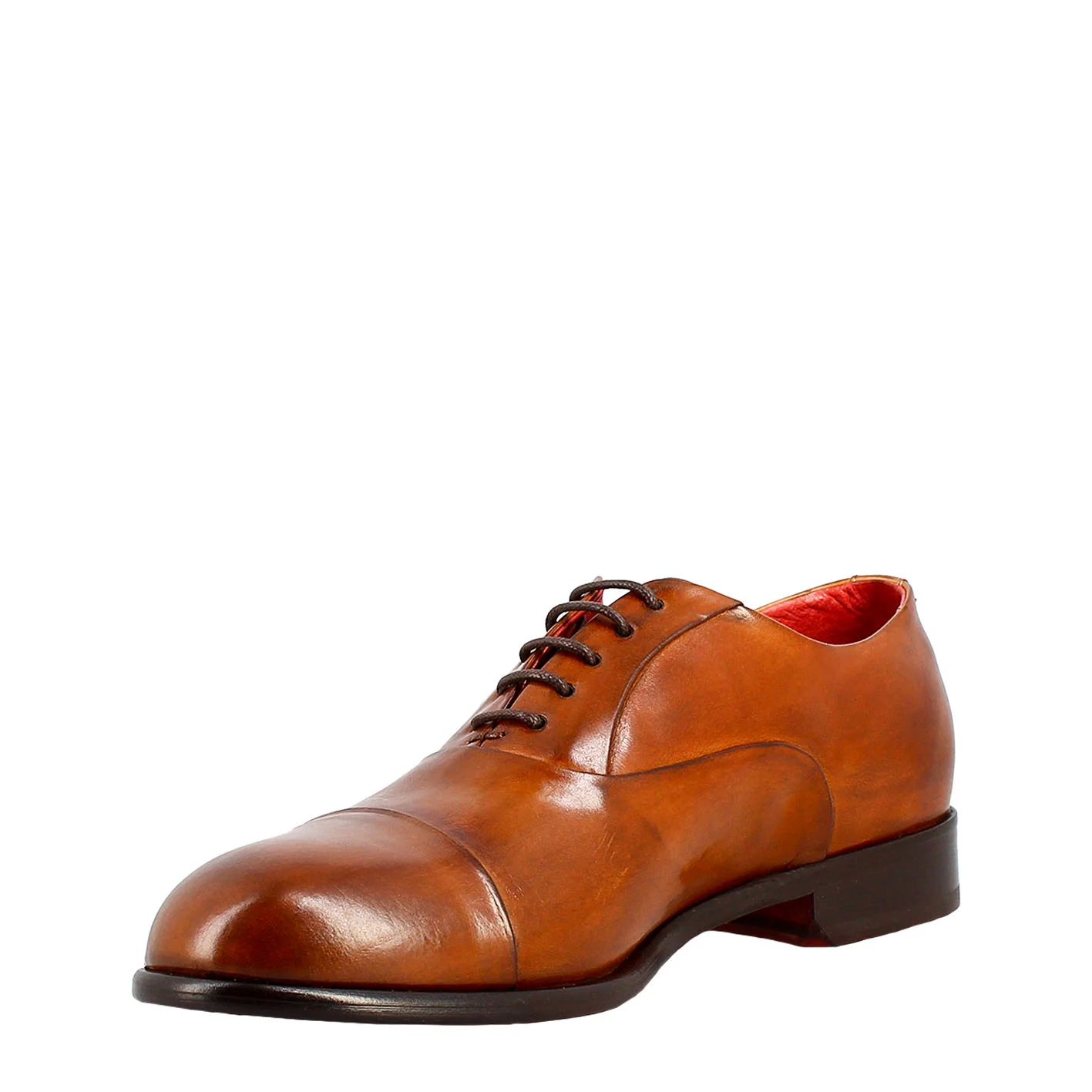 Oxford marrone elegante da uomo in pelle e fodera rossa - immagine 6