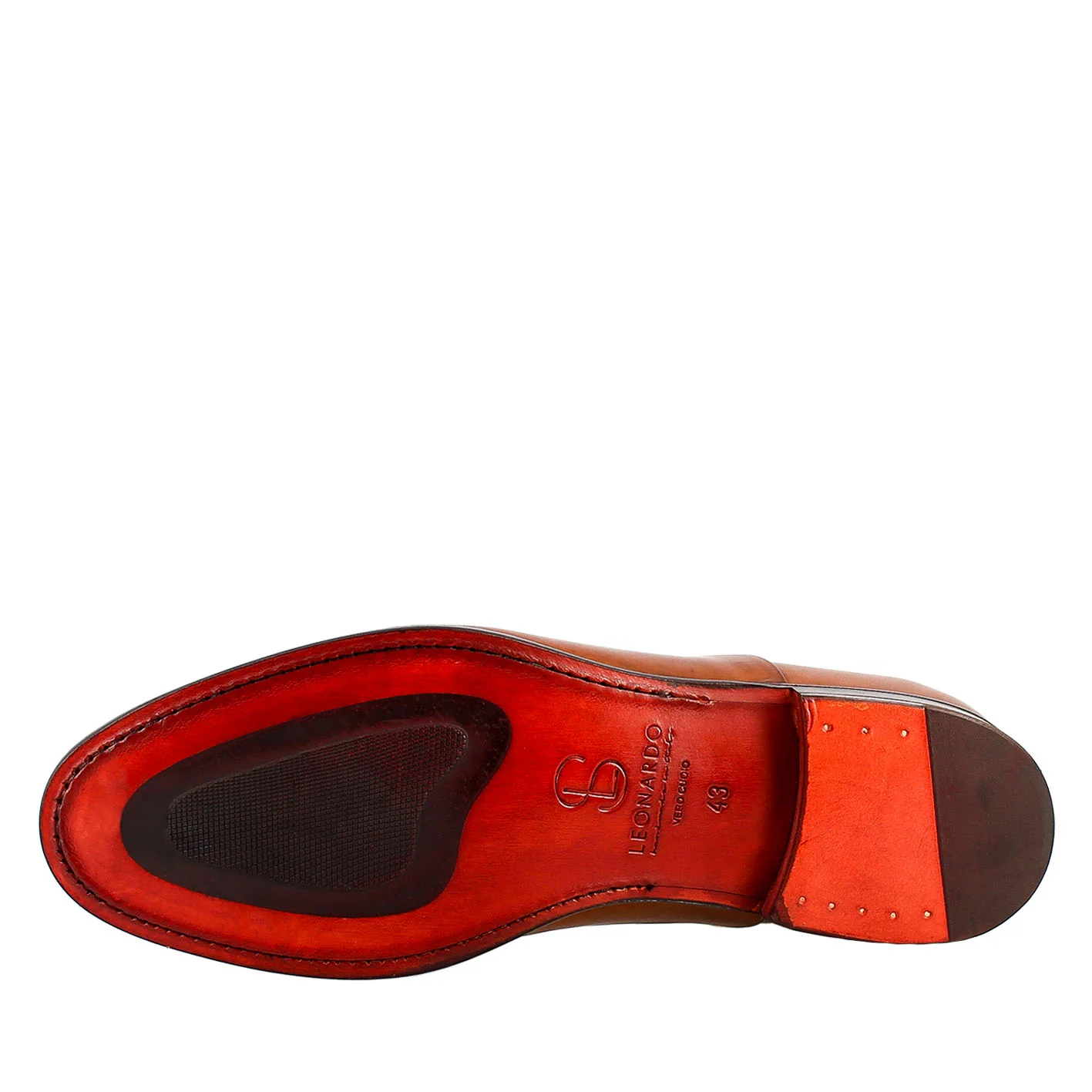 Oxford marrone elegante da uomo in pelle e fodera rossa - immagine 7