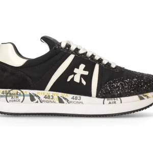 Premiata Conny scarpe platform tessuto paillettes