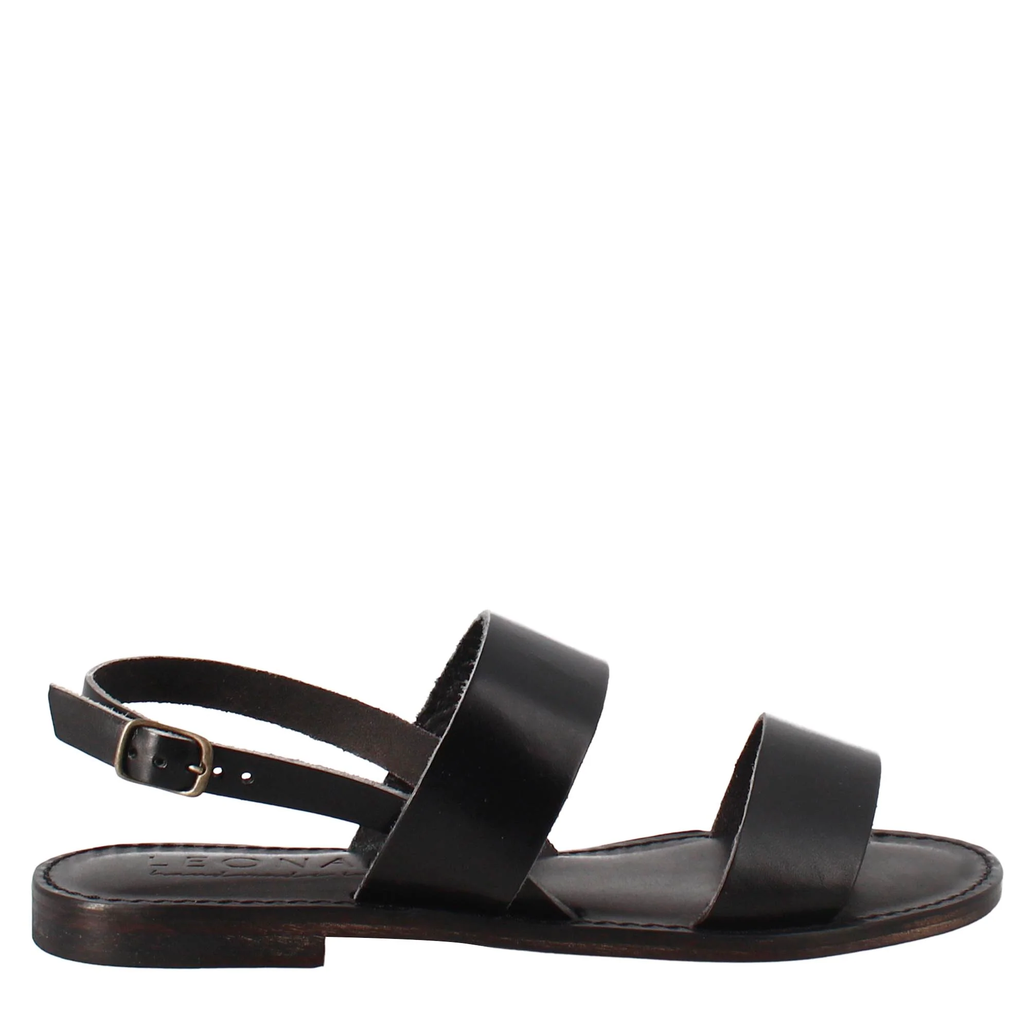 Sandali Euforia da donna stile romano antico in pelle colore nero - immagine 3