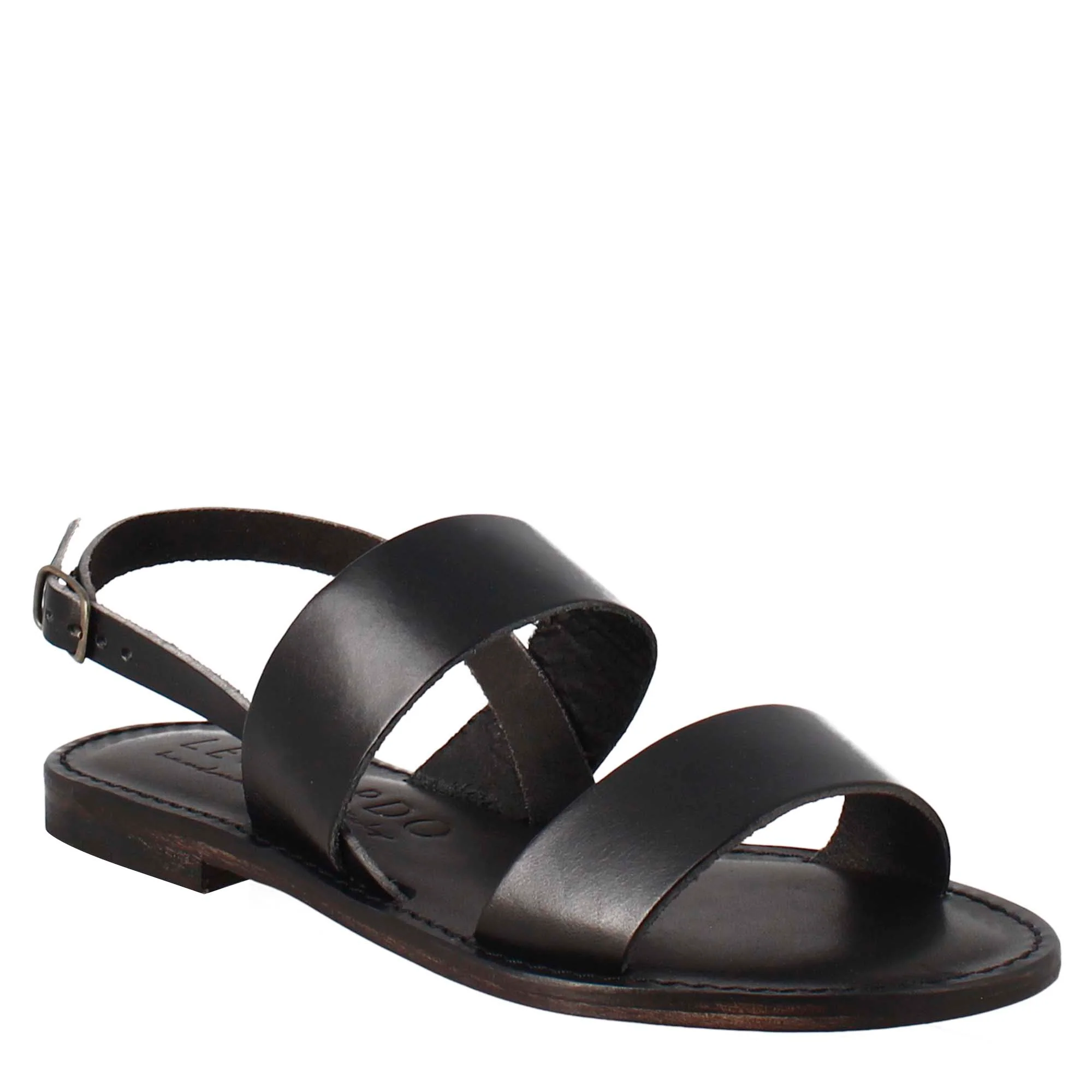 Sandali Euforia da donna stile romano antico in pelle colore nero - immagine 2