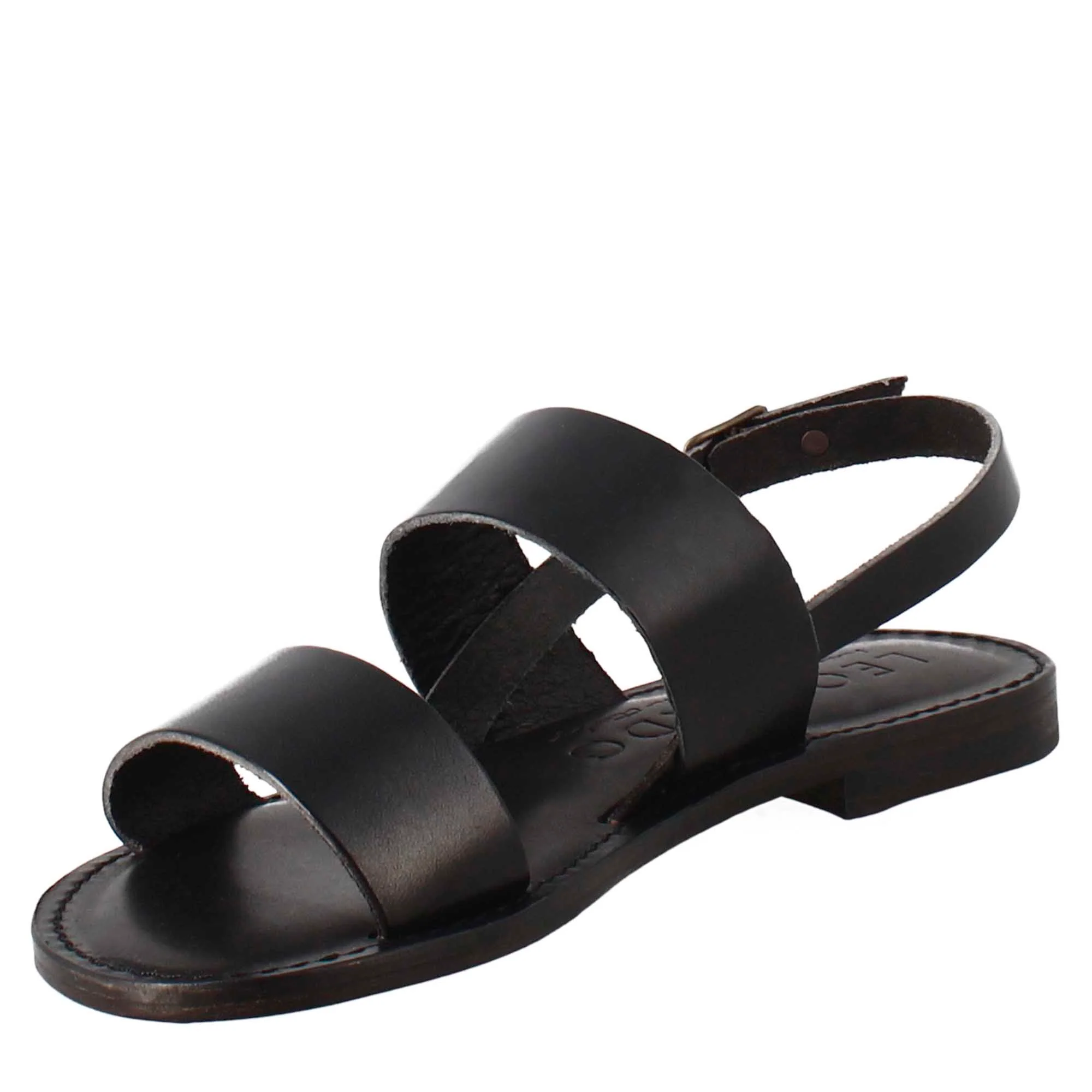 Sandali Euforia da donna stile romano antico in pelle colore nero - immagine 5