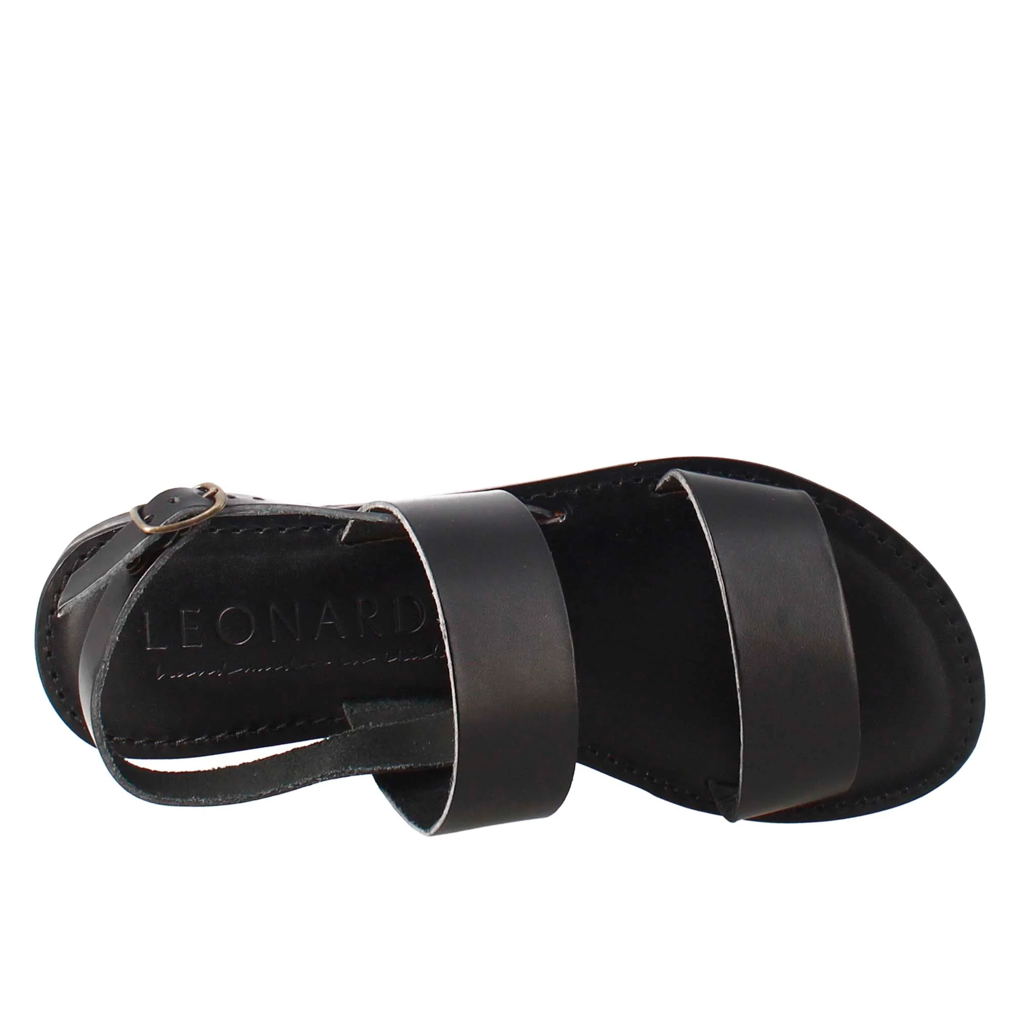 Sandali Euforia da donna stile romano antico in pelle colore nero - immagine 6