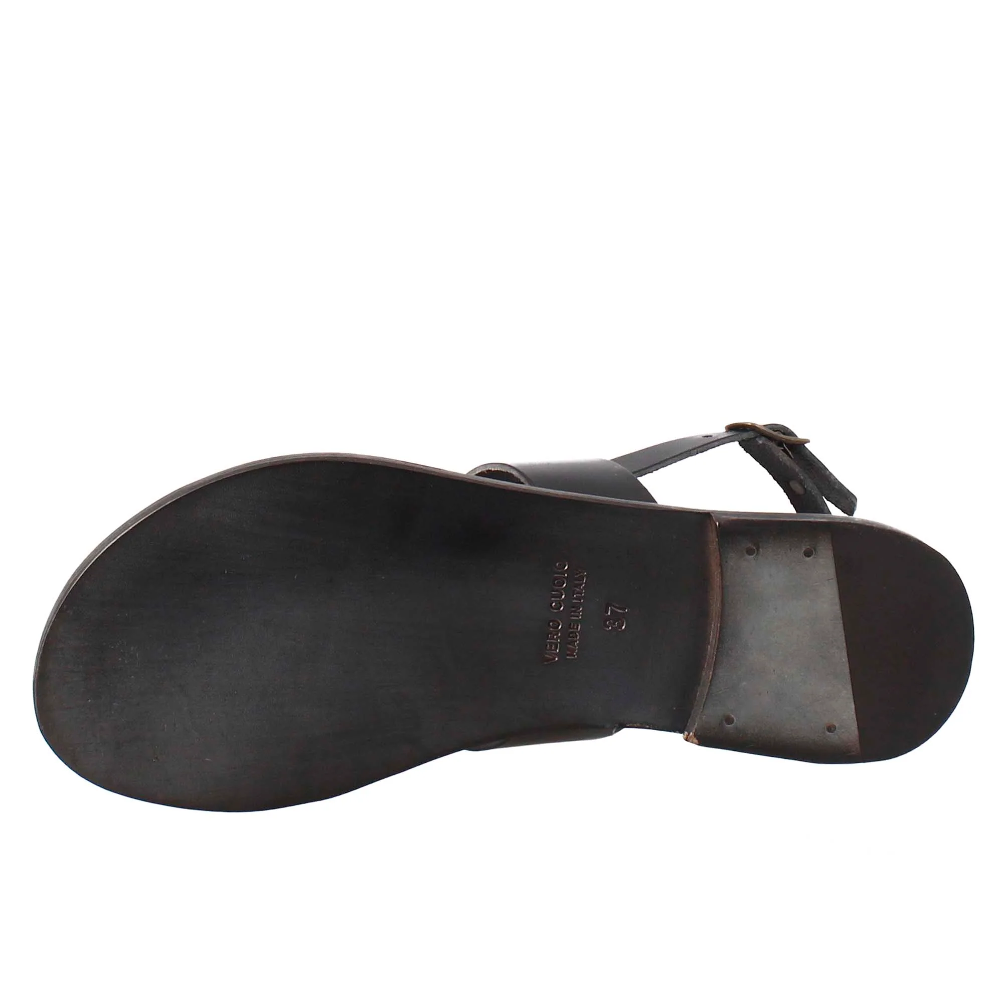 Sandali Euforia da donna stile romano antico in pelle colore nero - immagine 7
