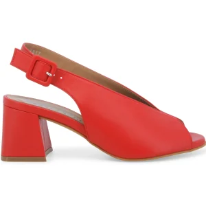 Melluso Sandalo Slingback Peep-Toe Tacco Comodo in Pelle
