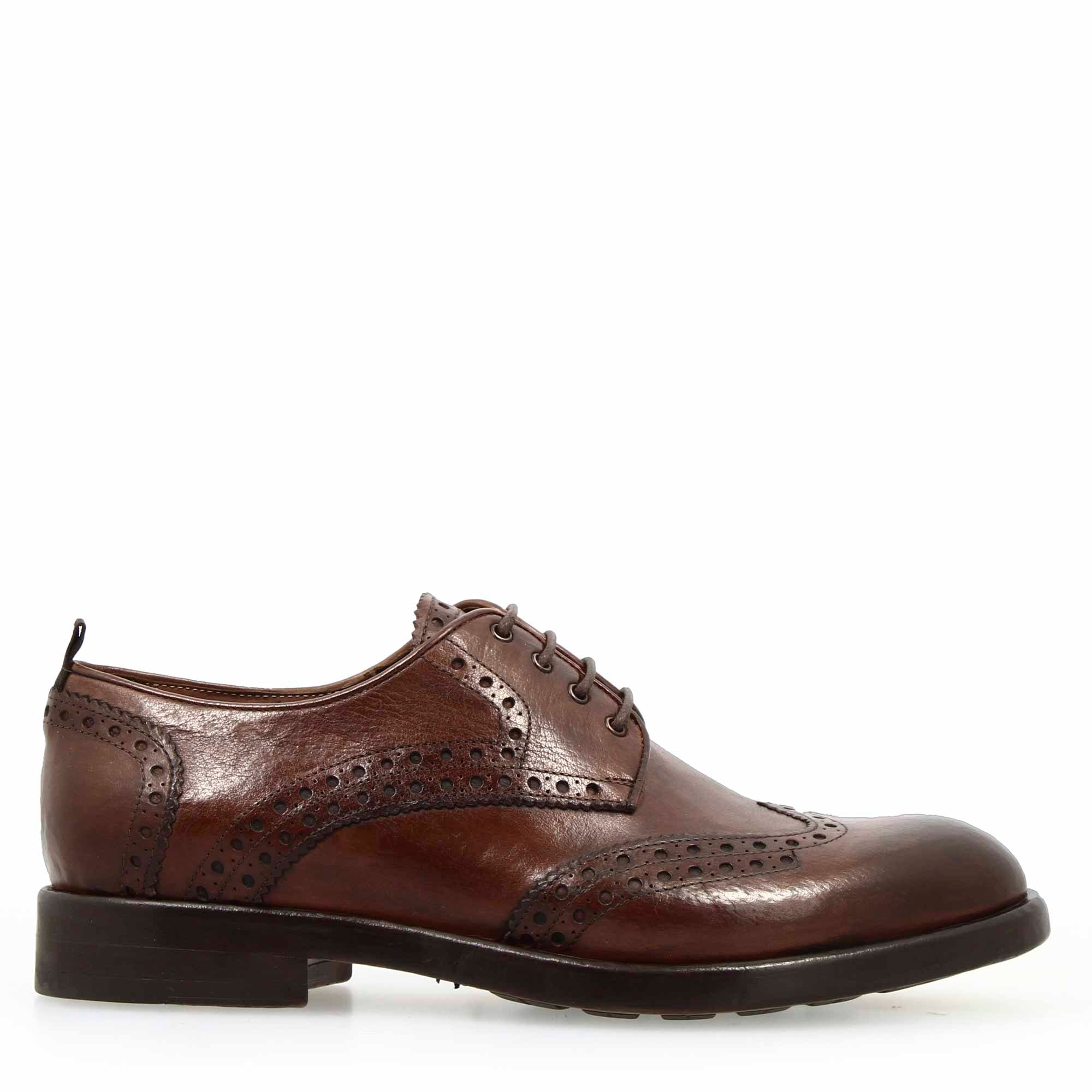 Scarpa Derby brogue moderna marrone scuro da uomo - immagine 6