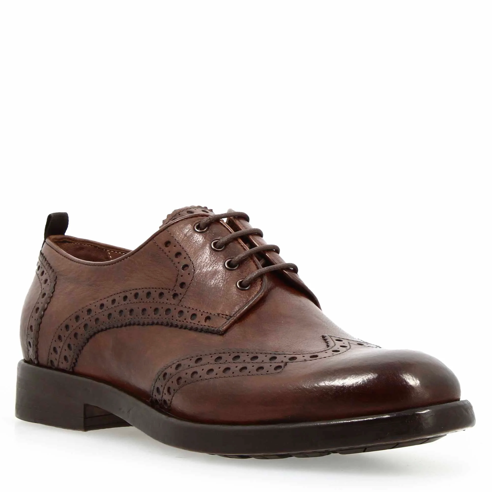 Scarpa Derby brogue moderna marrone scuro da uomo