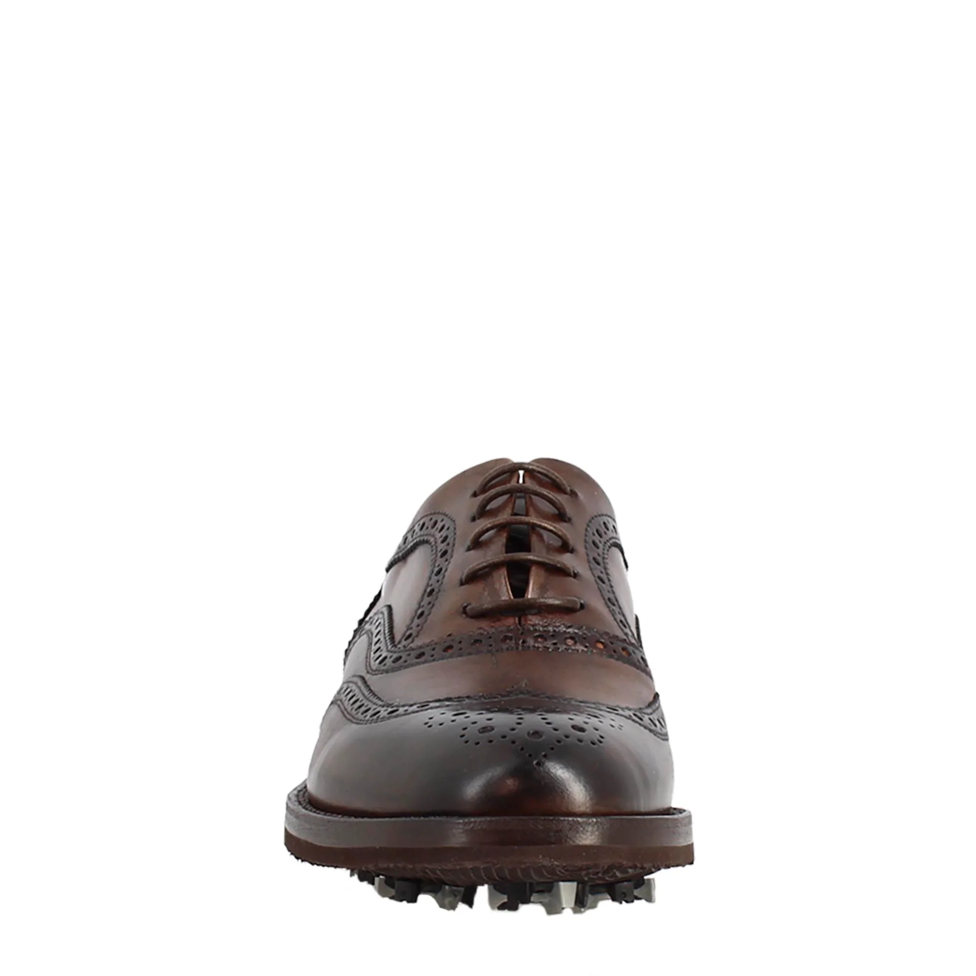 Scarpe da golf artigianali in pelle marrone con dettagli brogue - immagine 4