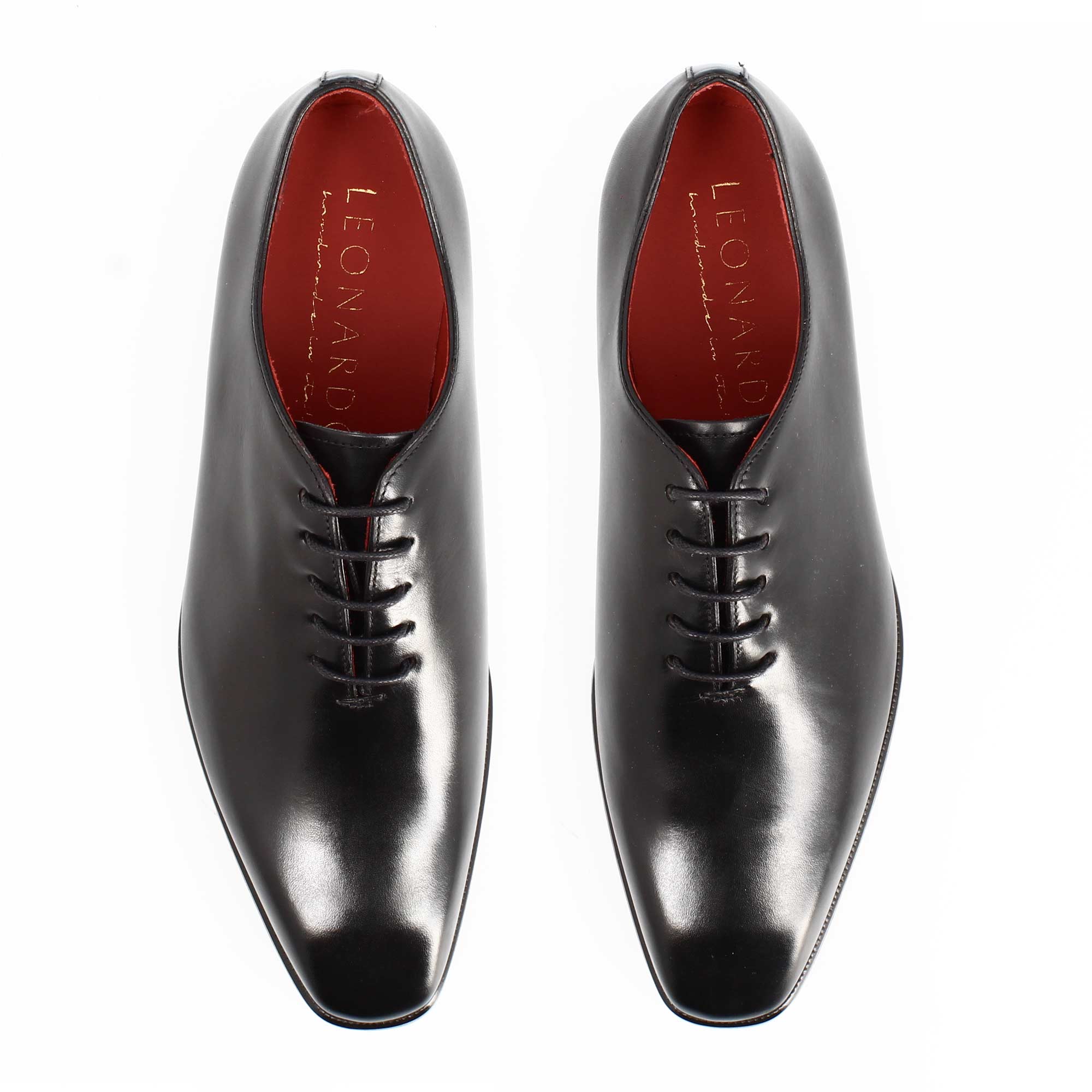 Oxford wholecut da uomo artigianali punta squadrata in pelle nera - immagine 4