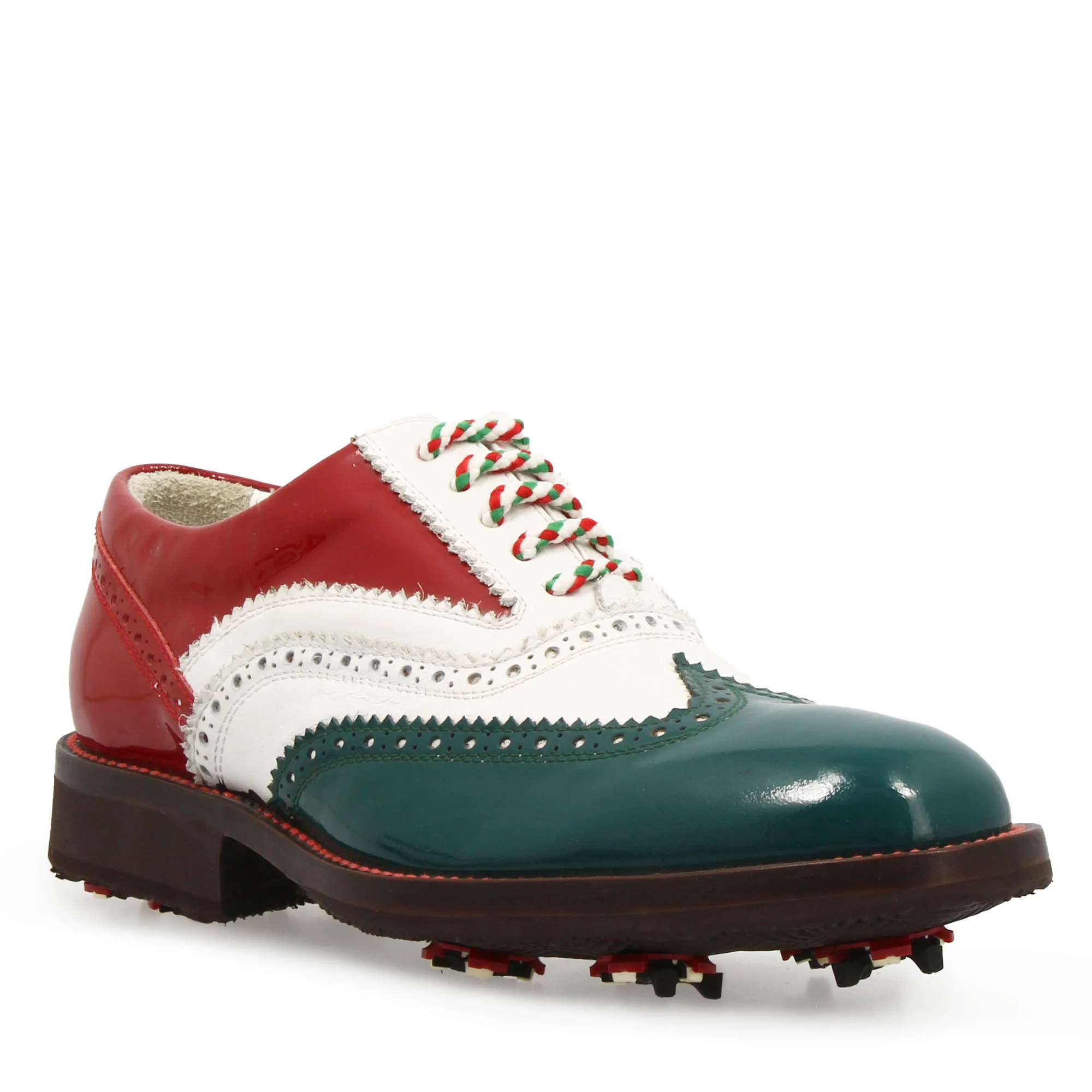 Scarpe golf fatte a mano nei colori della bandiera italiana