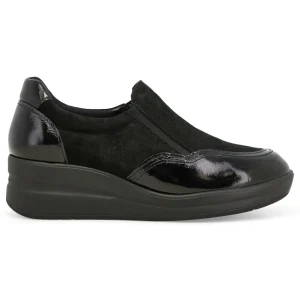 Melluso Slip-on Invernale Donna in Camoscio e Vernice con Zeppa