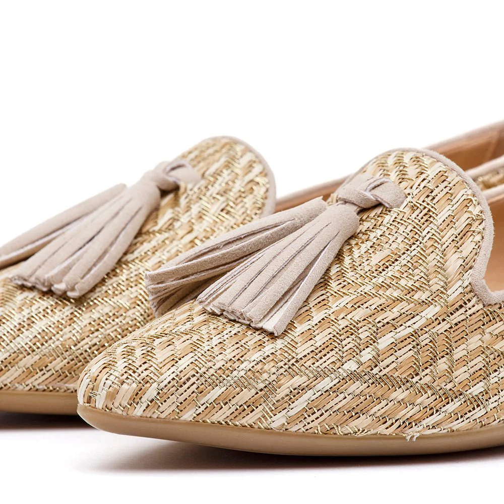 Slippers in raffia naturale e camoscio - immagine 4