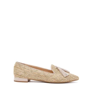 Slippers in raffia naturale e camoscio