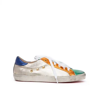 Sneakers uomo in laminato platino.