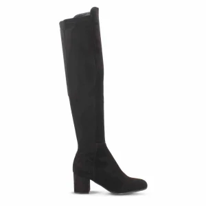 Stivale alto da donna in pelle scamosciata nero gambale morbido