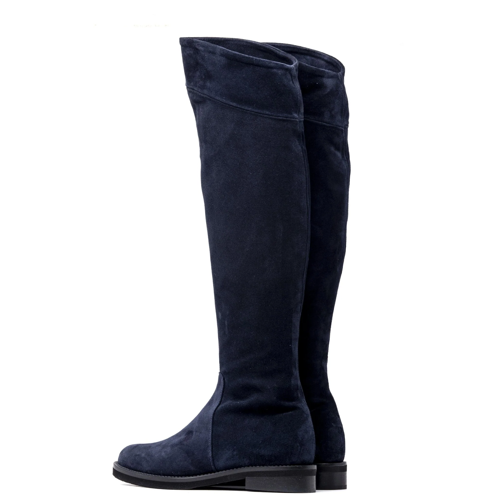 Stivale sopra ginocchio in camoscio blu. - immagine 6