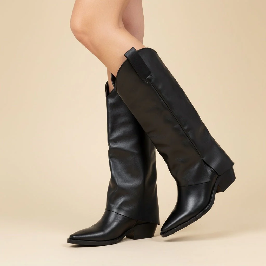 Stivale texano in vitello nero. - immagine 3