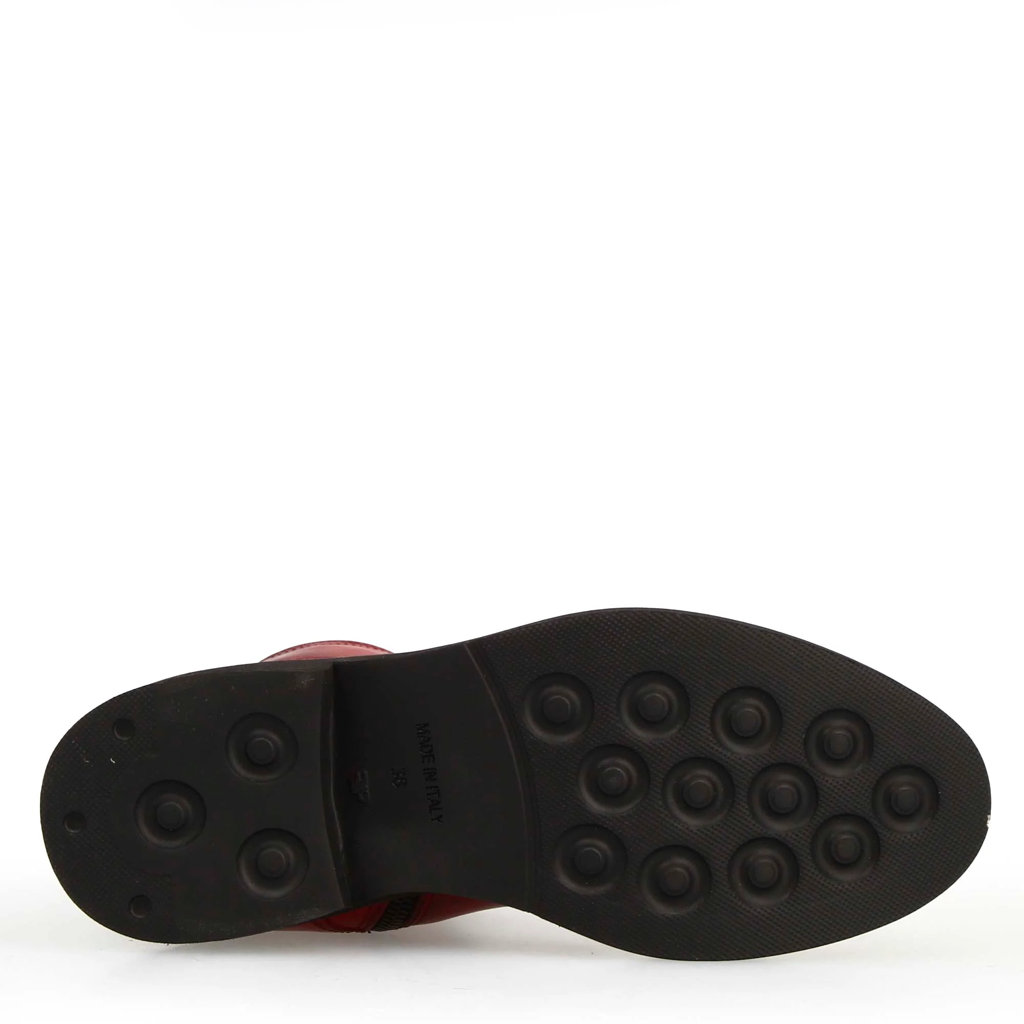 Stivaletto anfibio da donna in pelle colore rosso fatto a mano - immagine 6