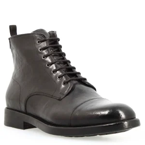Stivaletto cap toe da uomo in pelle pregiata nera