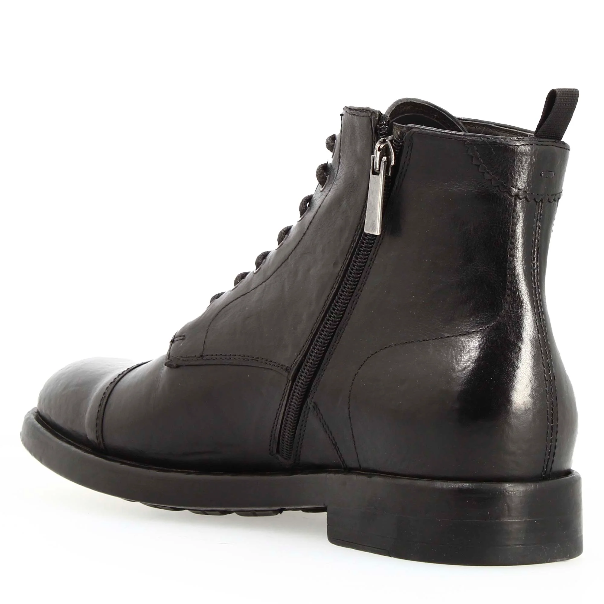Stivaletto cap toe da uomo in pelle pregiata nera - immagine 5
