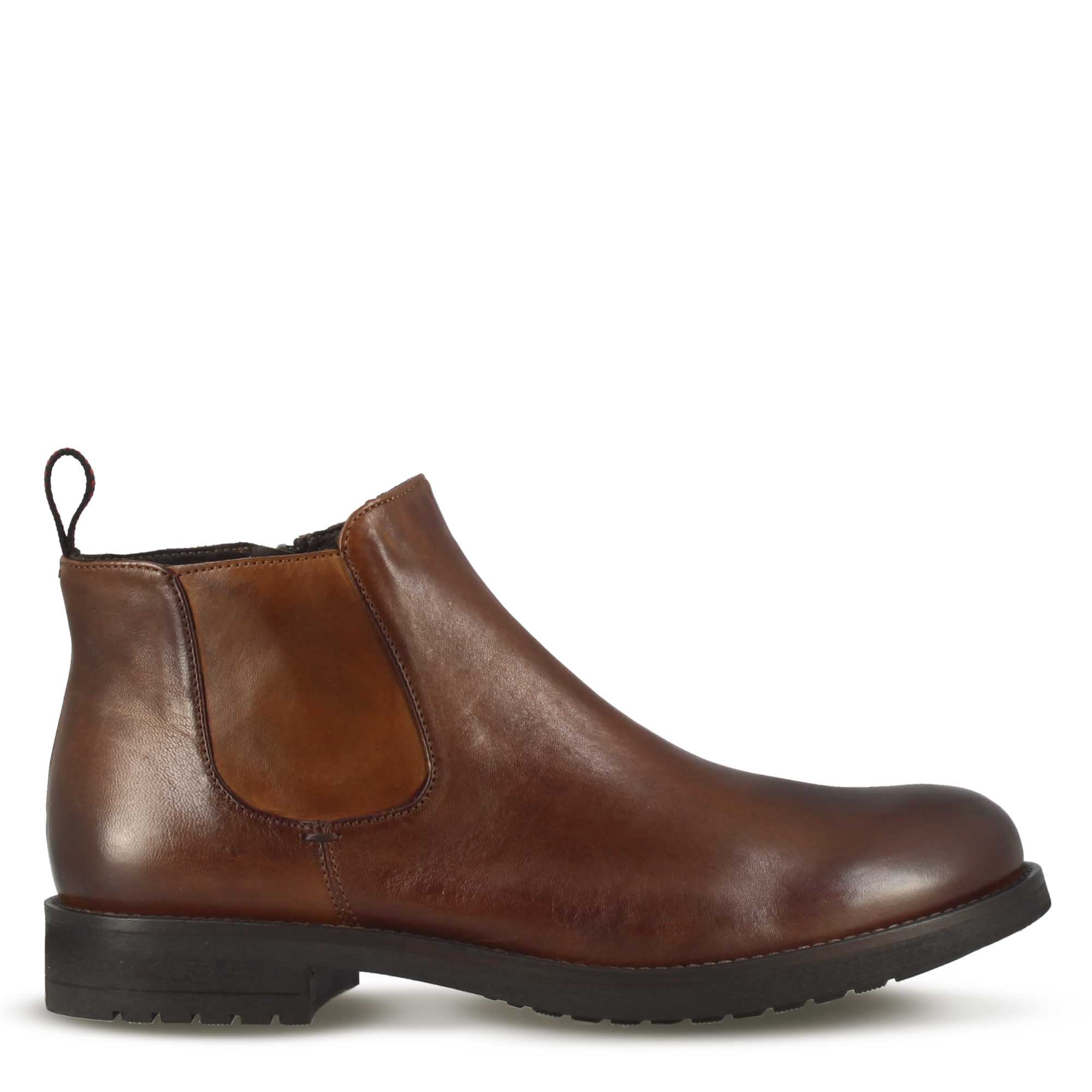 Stivaletto da uomo in pelle marrone e suola in gomma - immagine 3