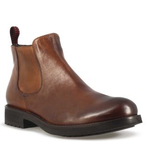 Stivaletto da uomo in pelle marrone e suola in gomma
