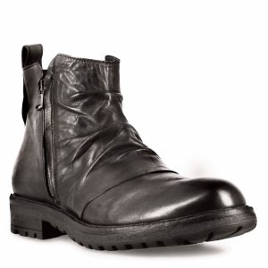 Stivaletto da uomo con arricciatura in pelle colore grigio