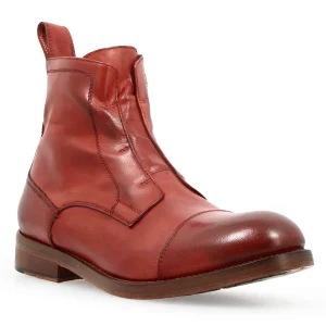 Stivaletto da uomo cap toe fatto a mano in pelle bordeaux