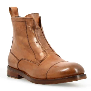 Stivaletto da uomo cap toe fatto a mano in pelle marrone