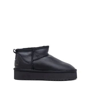 Stivaletto in pelle con eco pelliccia.