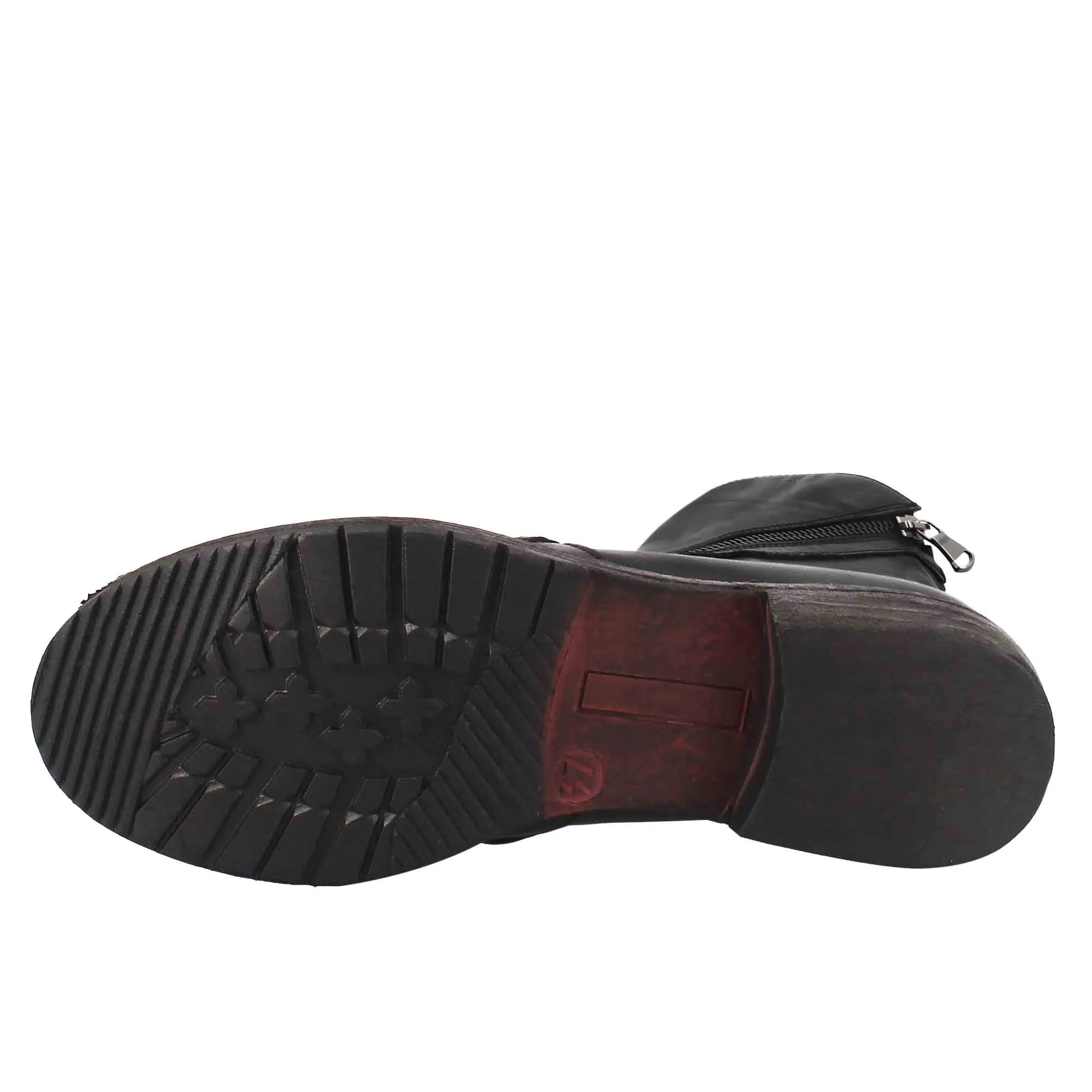 Stivaletto da donna in pelle lavata colore nero con doppia zip - immagine 7