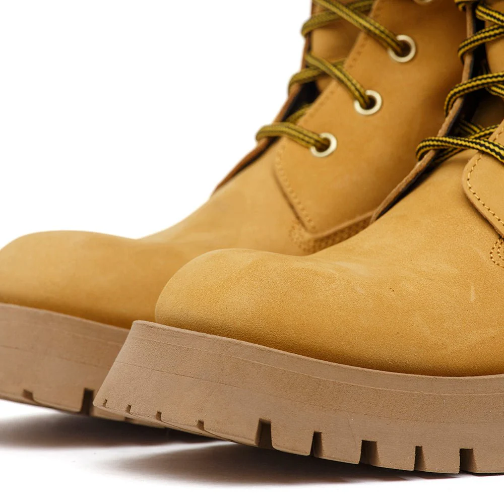 Stivaletto stringato in nabuk giallo. - immagine 4
