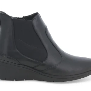 Melluso tronchetti in pelle con zip e zeppa