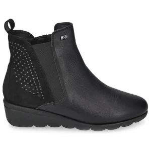Valleverde Stivaletto Donna Comodo in Pelle e Camoscio Nero