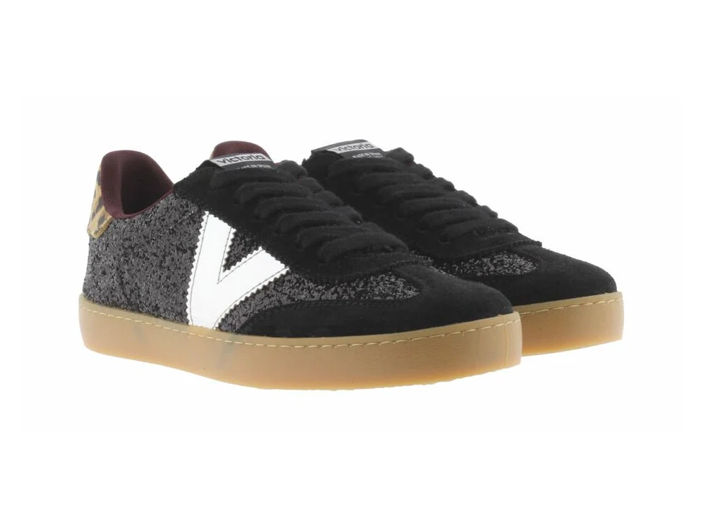 Victoria Berlin Sneaker in Glitter Nero e Stampa Animalier - immagine 6