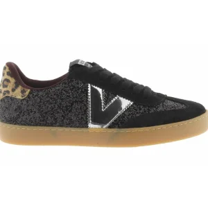 Victoria Berlin Sneaker in Glitter Nero e Stampa Animalier