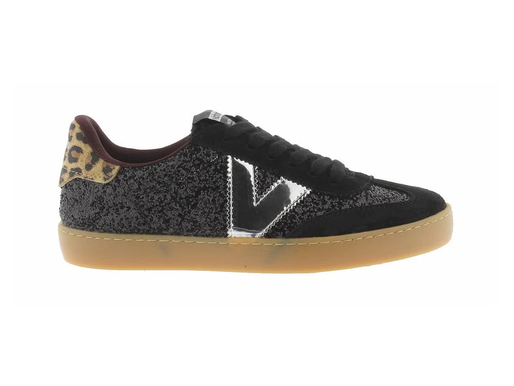 Victoria Berlin Sneaker in Glitter Nero e Stampa Animalier