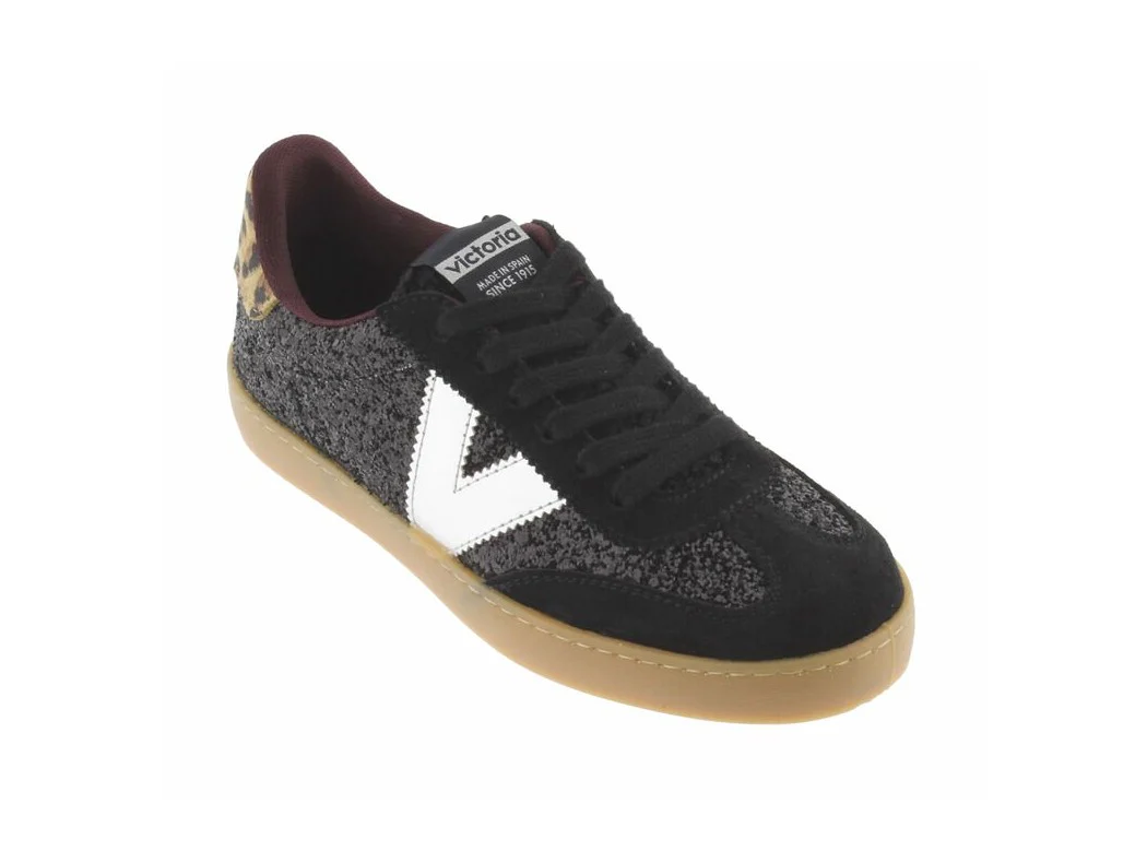 Victoria Berlin Sneaker in Glitter Nero e Stampa Animalier - immagine 3