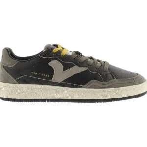 Victoria Smash Sneaker Uomo Rétro in Pelle Effetto Vissuto Nera